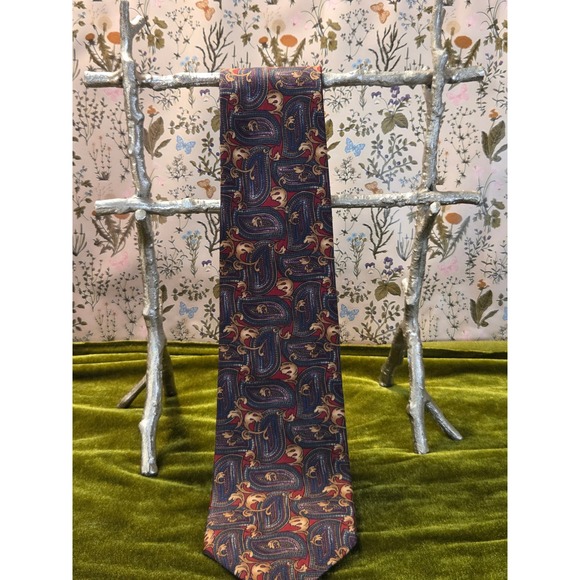 CLAYBROOKE 100% Silk Paisley Hand Made Tie Dominican Republic - Picture 2 of 5